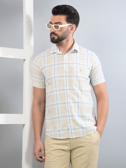 CRIMSOUNE CLUB - Men Multi-Color Checked Linen Shirt
