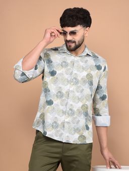 CRIMSOUNE CLUB - Men Olive Printed Shirt