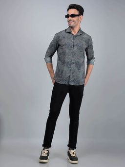 CRIMSOUNE CLUB - Men Green Floral Print Modal Shirt