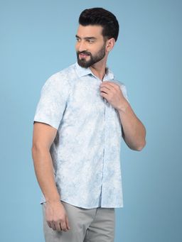 CRIMSOUNE CLUB - Men Blue Floral Print Shirt
