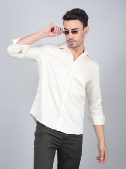 CRIMSOUNE CLUB - Men Off White Cotton Shirt