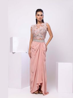 SMRITI - Pink Drape Skirt with Top