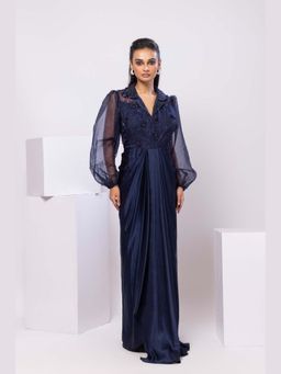 SMRITI - Navy Willow Collared Dress