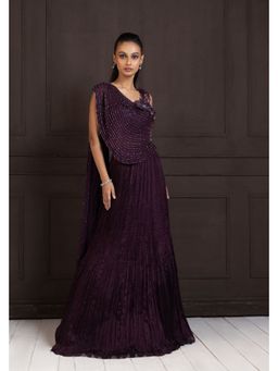 SMRITI - Plum Beaded Skirt with Top
