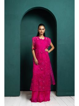 SMRITI - Pink Embellished Cape with Top and Skirt