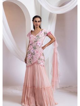 SMRITI - Pink Blouse with Skirt and Drape