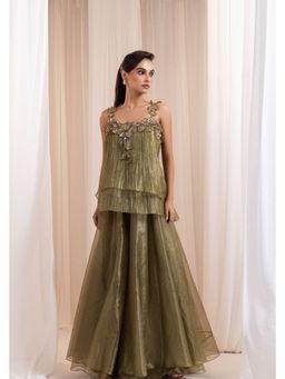 SMRITI - Olive Skirt with Embroidered Top