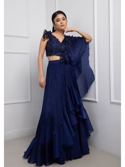 SMRITI - Navy Blue Drape Skirt with Top