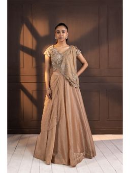 SMRITI - Golden Glow Embellished Lehenga with Blouse and Cape