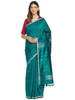 Fabindia - Teal Jamdani Silk Sari