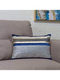 HomeTown - Milan Ornamented Cushion Cover 30 x 45 Cm in Navy Colour