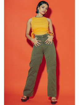 FREAKINS - Pickle Green Panelled Pants