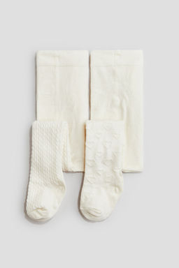 H&M - Girls 2-Pack Textured-Knit Tights