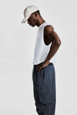 H&M - Men Grey Loose Fit Parachute Cargo Trousers