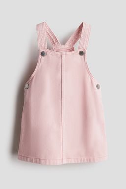 H&M - Girls Pink Cotton Denim Dungaree Dress