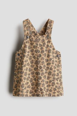 H&M - Girls Beige Cotton Denim Dungaree Dress