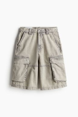 H&M - Men Beige Loose Denim Cargo Shorts
