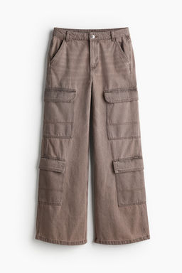 H&M - Women Beige Denim Cargo Trousers