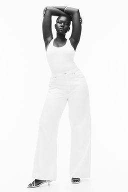 H&M - Women White Curvy Fit Feather Soft Wide Ultra High Jeans