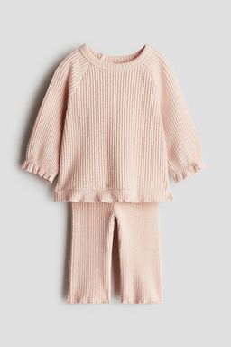 H&M - Girls 2-Piece Wavy-Ribbed Cotton Set