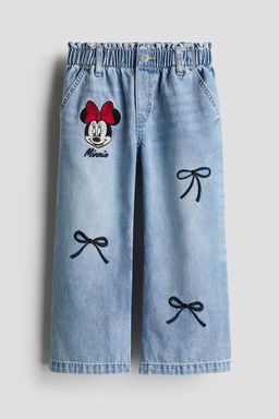 H&M - Girls Blue Motif-Detail Wide Leg Jeans