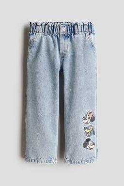 H&M - Girls Blue Motif-Detail Wide Leg Jeans