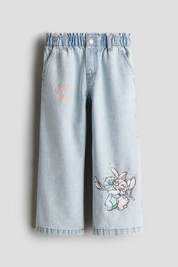 H&M - Girls Blue Motif-Detail Wide Leg Jeans