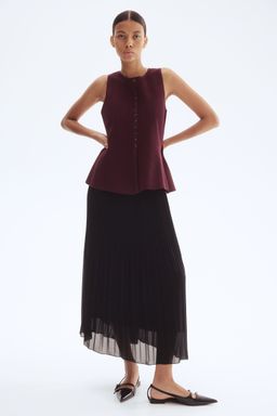 H&M - Women Black Pleated Chiffon Skirt