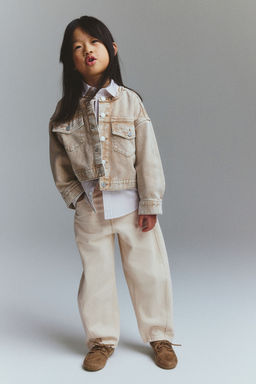 H&M - Girls White Loose-Fit Ballon-Leg Jeans