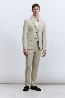 H&M - Men Beige Slim Fit Suit Trousers