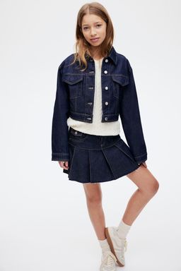 H&M - Girls Blue Pleated Denim Skirt