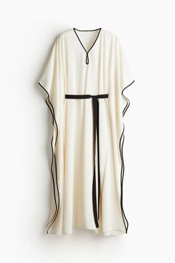 H&M - Women White Tie-Belt Kaftan Dress
