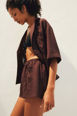 H&M - Women Brown Broderie Anglaise Shorts