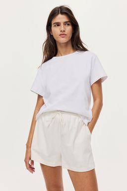 H&M - Women White Cotton Drawstring Shorts