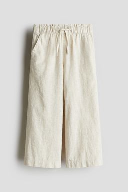 H&M - Girls Beige Linen-Blend Trousers