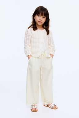 H&M - Girls White Broderie Anglaise Cropped Trousers
