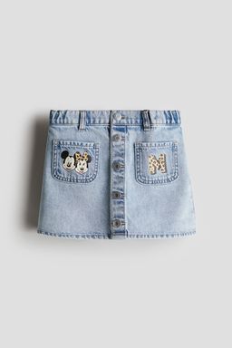 H&M - Girls Blue Print-Motif Denim Skirt