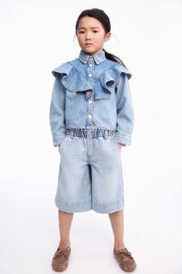 H&M - Girls Blue Paper Bag Denim Shorts