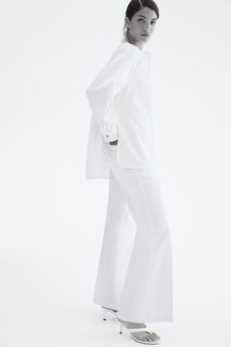 H&M - Women White Flared Twill Trousers