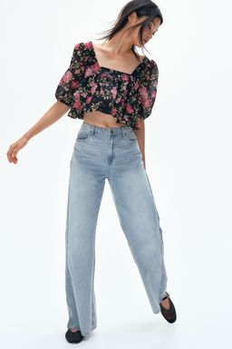 H&M - Women Blue Feather Soft Flared Ultra High Jeans