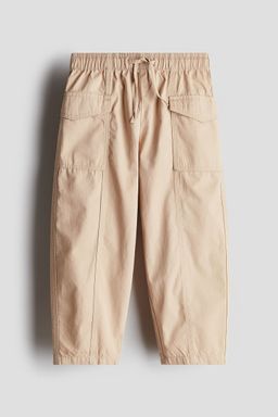 H&M - Girls Beige Cotton Cargo Trousers
