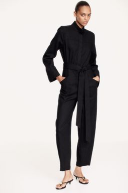 H&M - Women Black Linen-Blend Jumpsuit