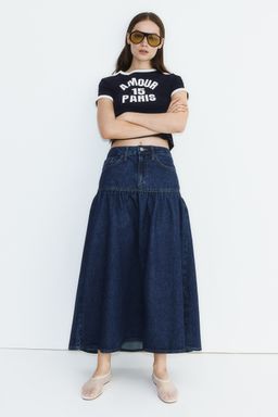 H&M - Women Blue Flared-Hem Denim Skirt