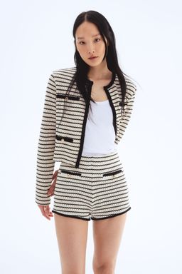 H&M - Women White Textured-Knit Shorts