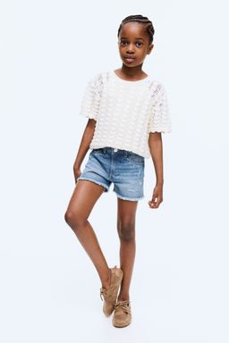 H&M - Girls Blue Frayed Denim Shorts
