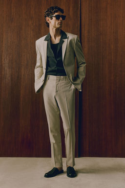 H&M - Men Beige Slim Fit Suit Trousers