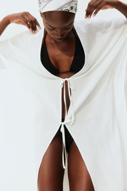 H&M - Women White Crinkled Beach Kaftan