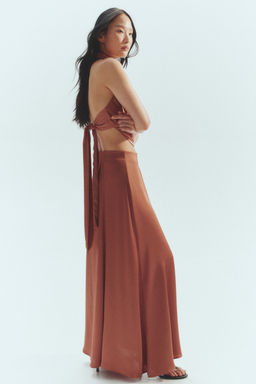 H&M - Women Orange Satin Maxi Skirt