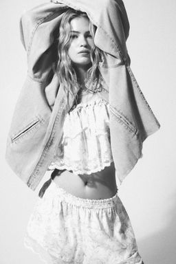 H&M - Women White Lace-Trimmed Ultra High Pull-On Shorts