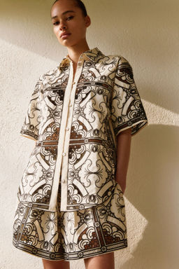 H&M - Women White Embroidered Paper Bag Shorts